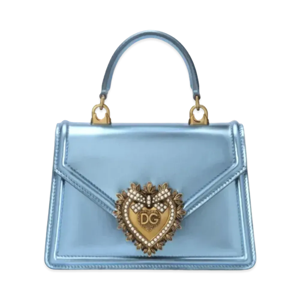 Dolce&Gabbana Devotion Bag Small Moldore Papa Leather "Blue"