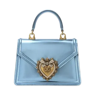 Dolce&Gabbana Devotion Bag Small Moldore Papa Leather "Blue"