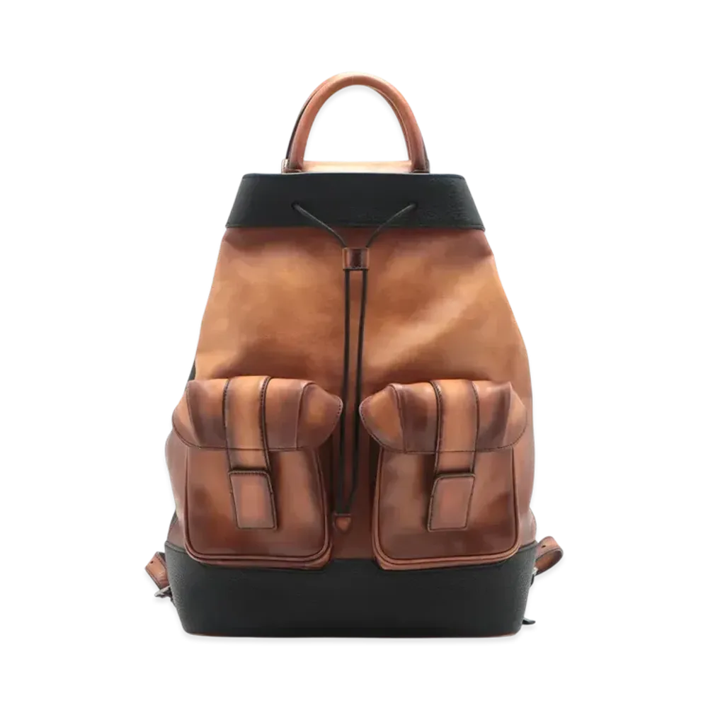 Berluti Horizon Leather Backpack "Black/Brown"