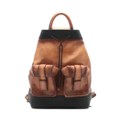 Berluti Horizon Leather Backpack "Black/Brown"