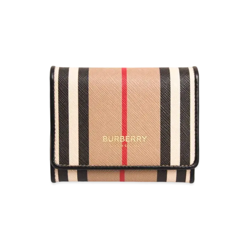 Burberry Small Icon Stripe E-canvas Folding Wallet "Archive Beige"