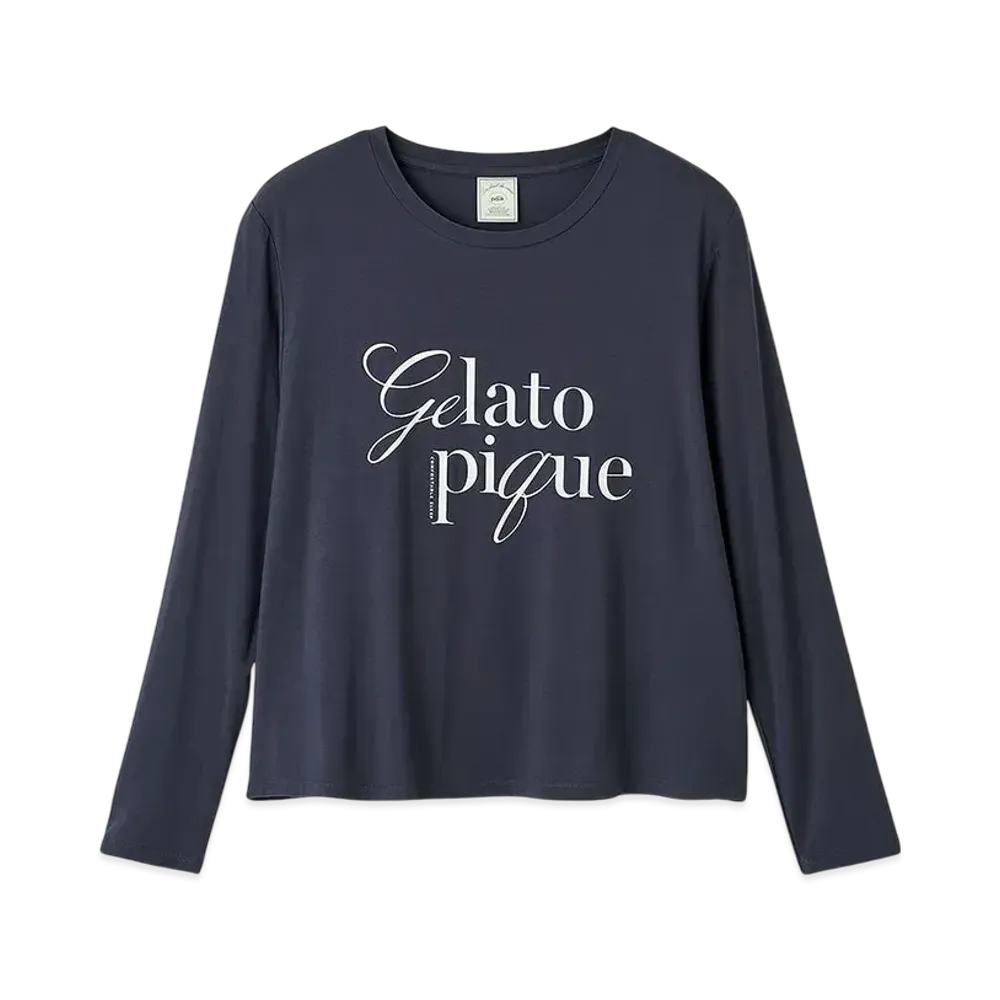 GELATO PIQUE Cool Feeling To The Touch Rayon Logo T-Shirt "Navy"