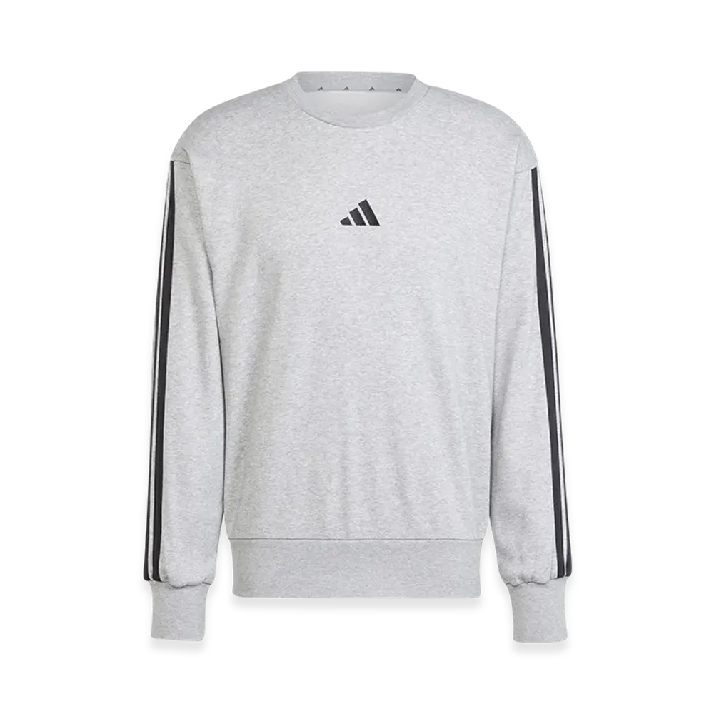 adidas Essentials Three Stripes French Terry Sweatshirt "Medium Grey Heather/Black"
