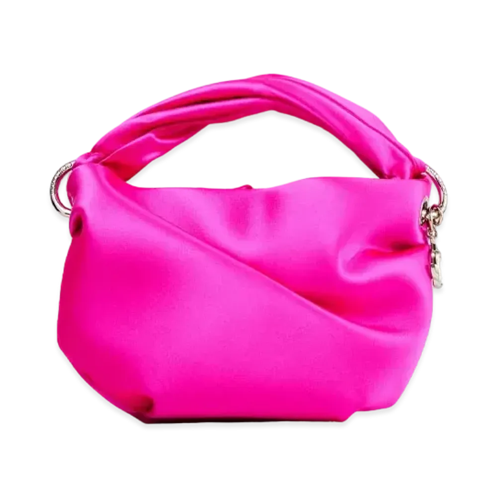 JIMMY CHOO BONNY Satin Bag With Twisted Handle "Fuchsia"