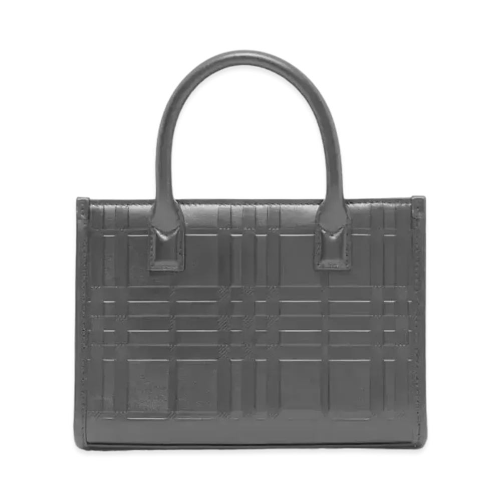 Burberry Mini Embossed Check Leather Tote "Black"