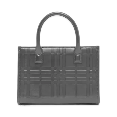 Burberry Mini Embossed Check Leather Tote "Black"