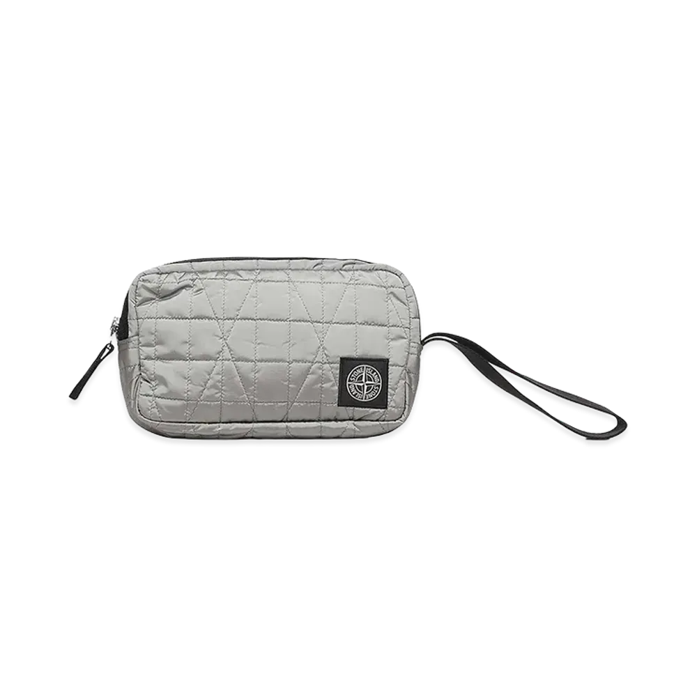 Stone Island Metallic Nylon Clutch with Logo "Gray"
