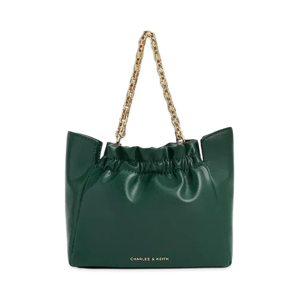 CHARLES & KEITH Bridget Chain Handle Shoulder Bag "Dark Green"