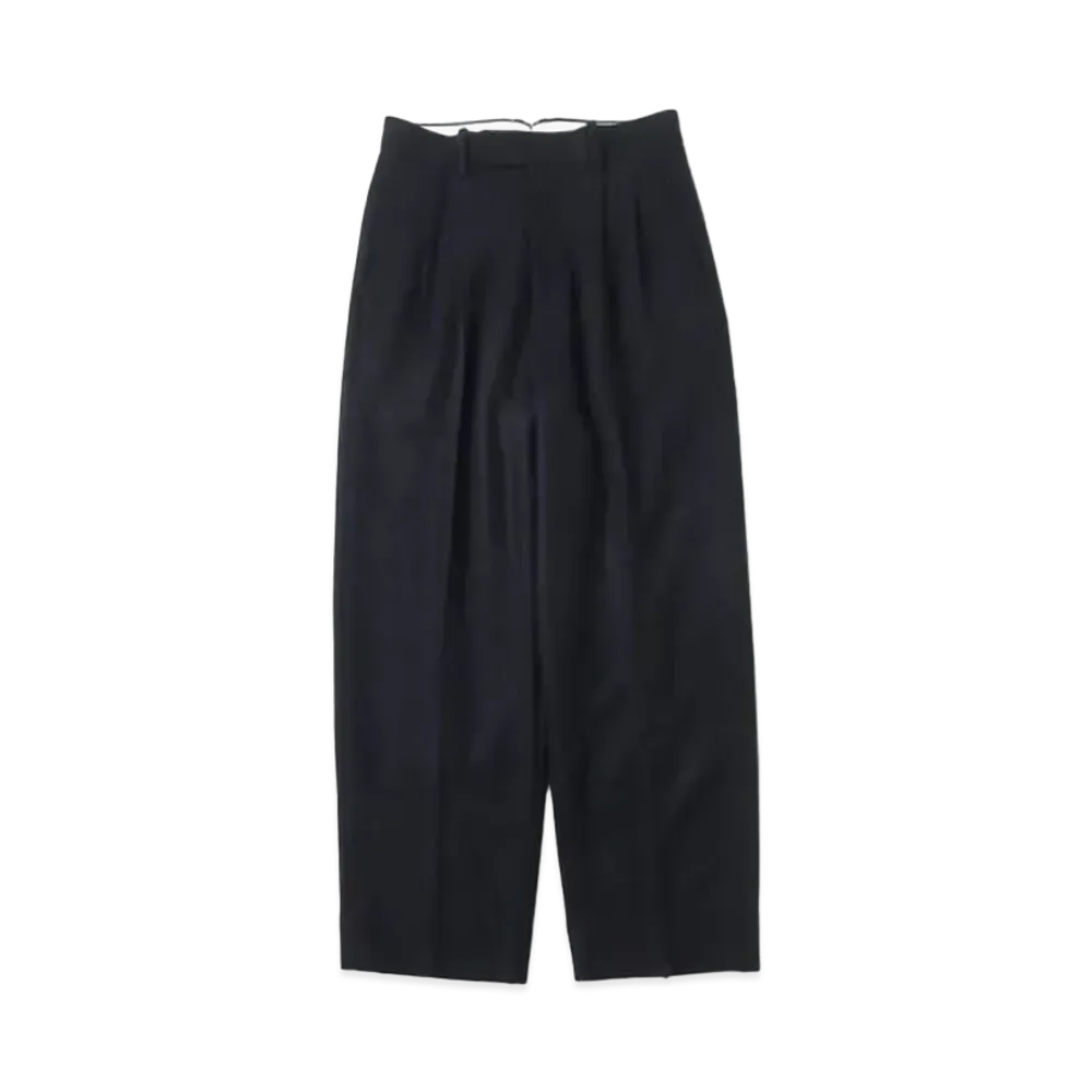 A.PRESSE Cashmere Light Flannel Wide Tapered Trousers "Navy"