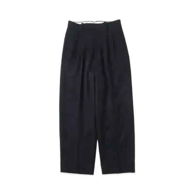 A.PRESSE Cashmere Light Flannel Wide Tapered Trousers "Navy"