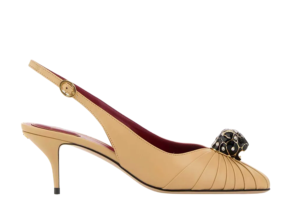 Valentino Garavani Women's Beige Leather Panthea Pumps "Beige o Tan"