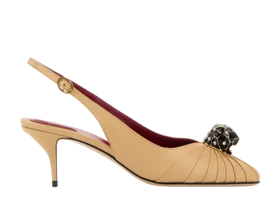 Valentino Garavani Women's Beige Leather Panthea Pumps "Beige o Tan"