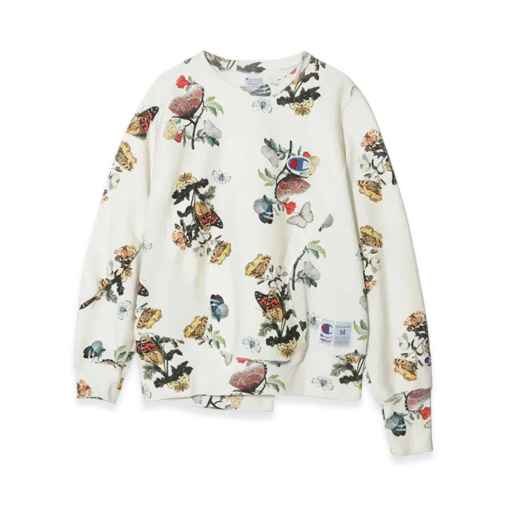 UNDERCOVER x Champion Cotton Polyester All Over Print Fleece Lined Sweat Pullover "Ivory Base"