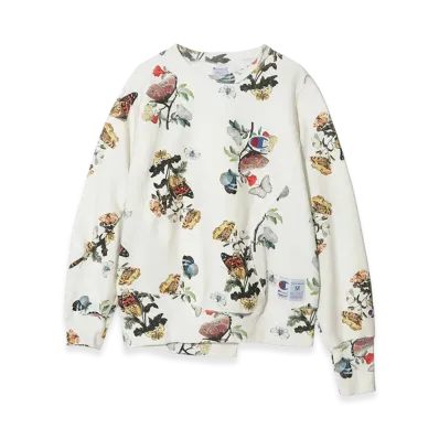 UNDERCOVER x Champion Cotton Polyester All Over Print Fleece Lined Sweat Pullover "Ivory Base"
