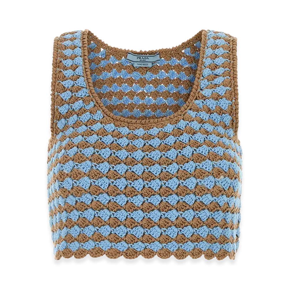 PRADA Women's Tow-Tone Crochet Crop Top "Multicoloured"