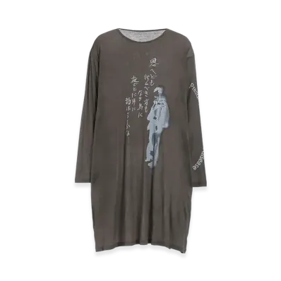 Yohji Yamamoto POUR HOMME 80 Fries Inked PT Big Long Sleeve "Charcoal"