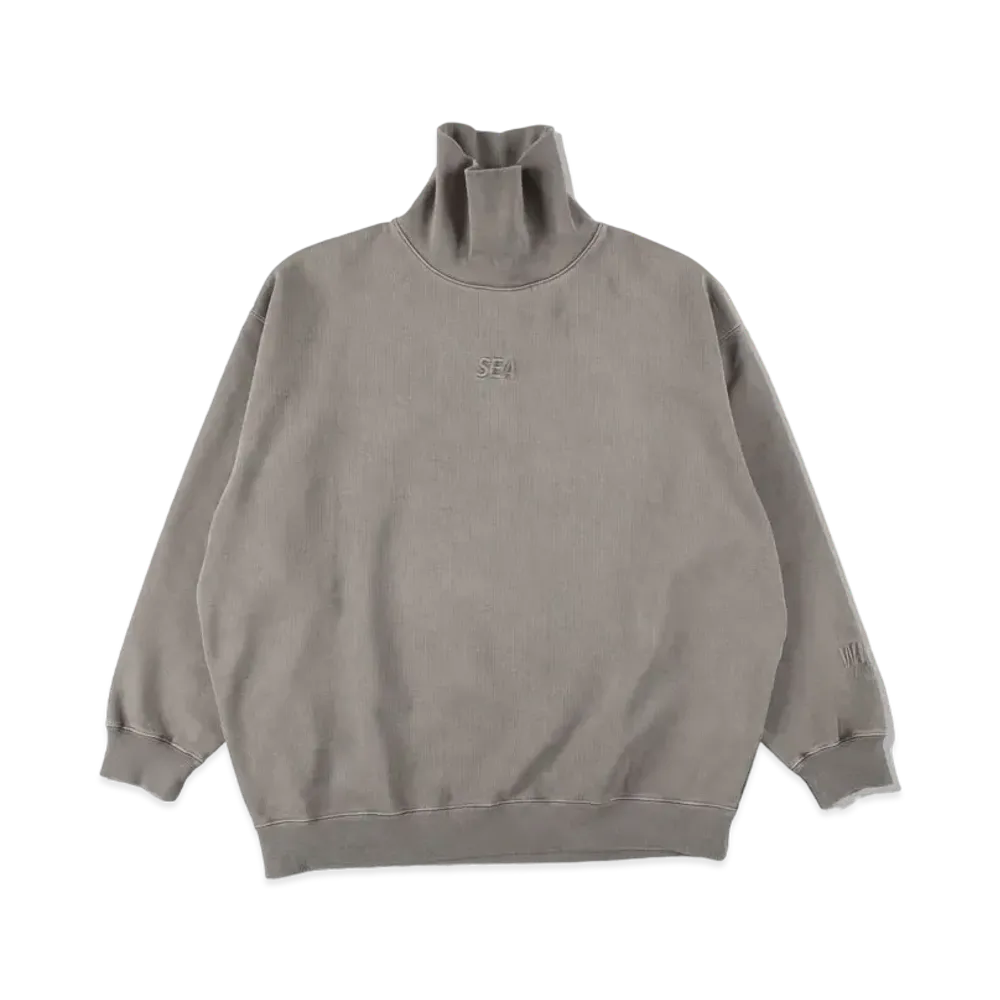 WIND AND SEA SEA (PIGMENT-DYE) TURTLE NECK SWEAT SHIRT "Charcoal"