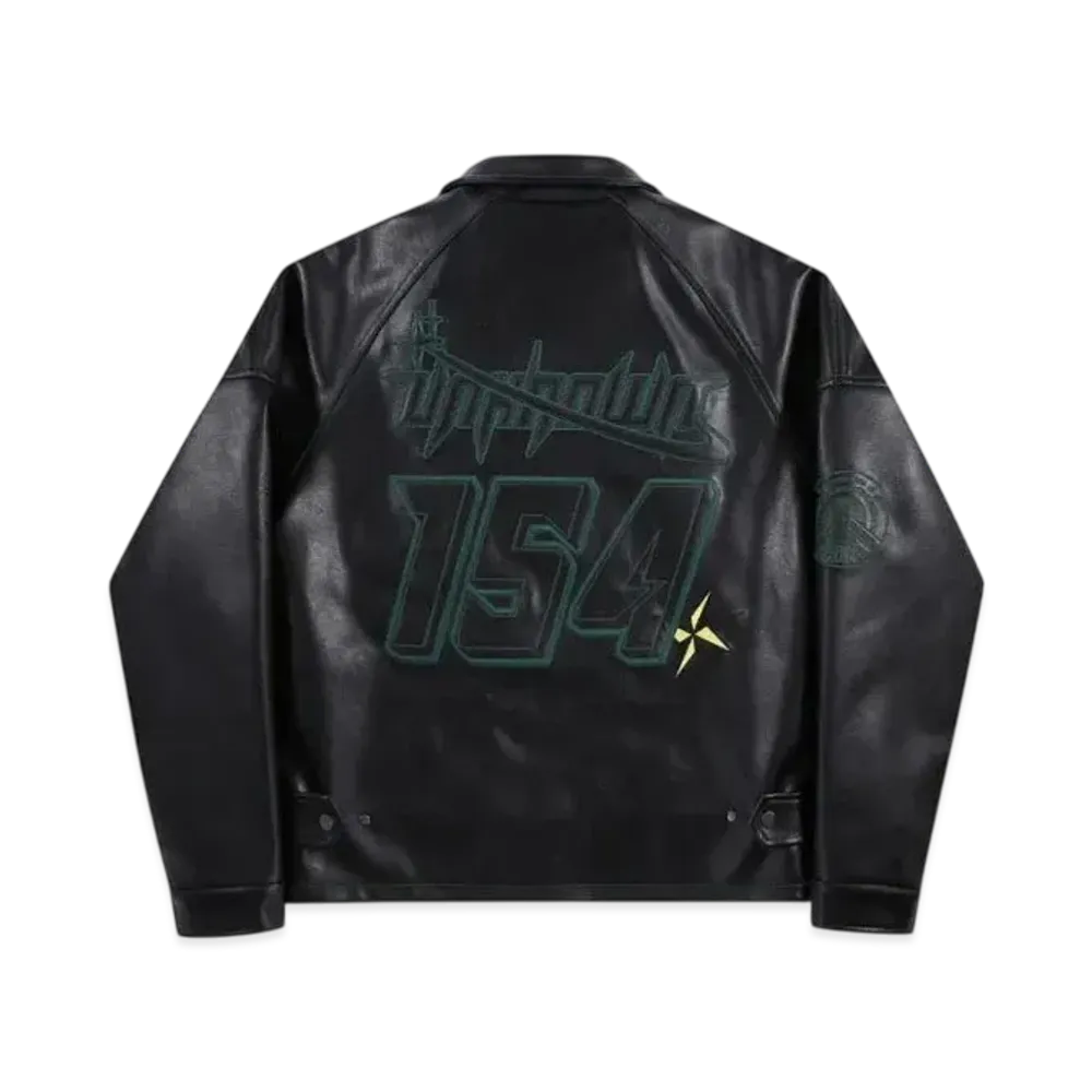 Unknown London Brushed Multi Graphic Leather Jacket "Black"