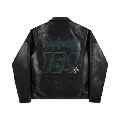 Unknown London Brushed Multi Graphic Leather Jacket "Black"