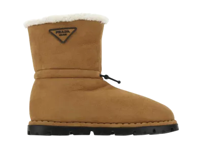PRADA Camel Shearling Ankle Boots "Brown"