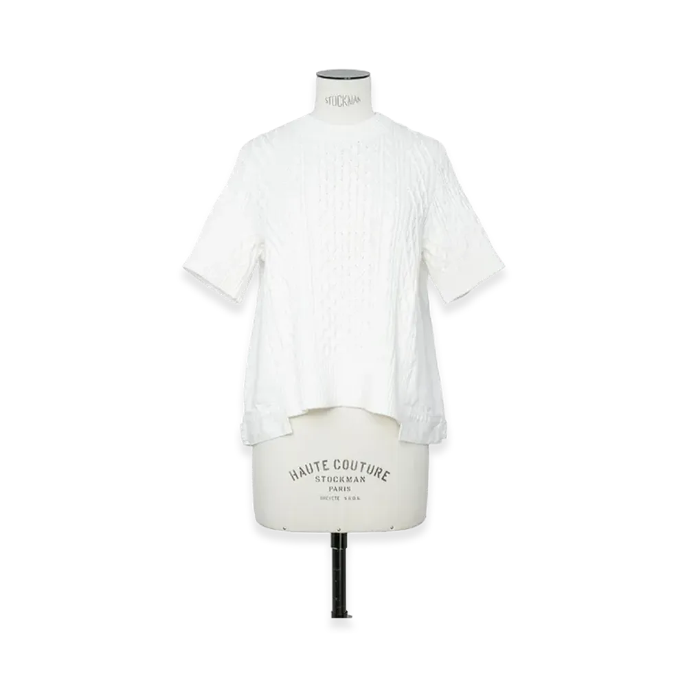sacai Women's Denim x Cotton Knit Pullover "Off White"