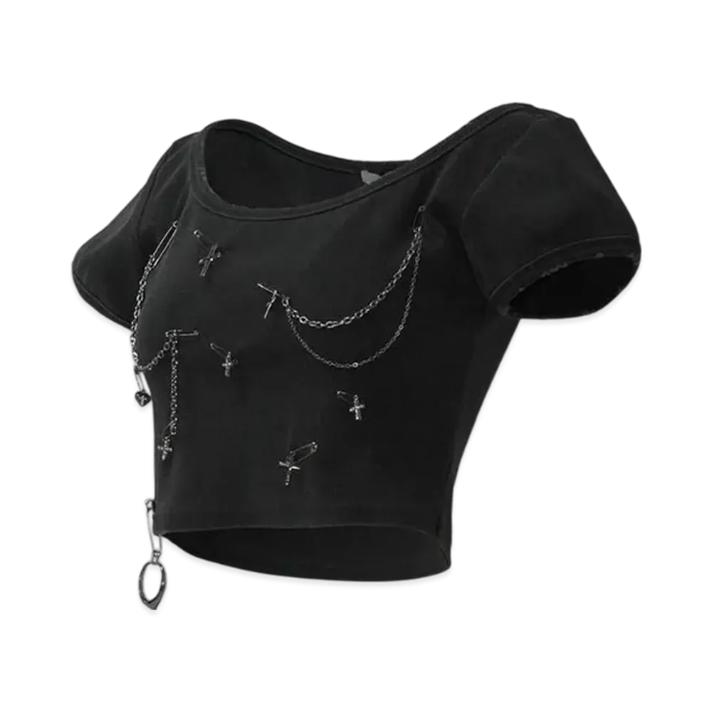THEREDTHREAD S Customize Chain Tops "Black"