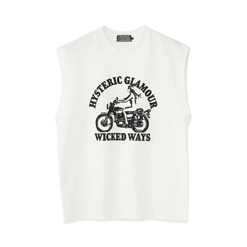 HYSTERIC GLAMOUR Wicked Ways Sleeveless T-Shirt "White"