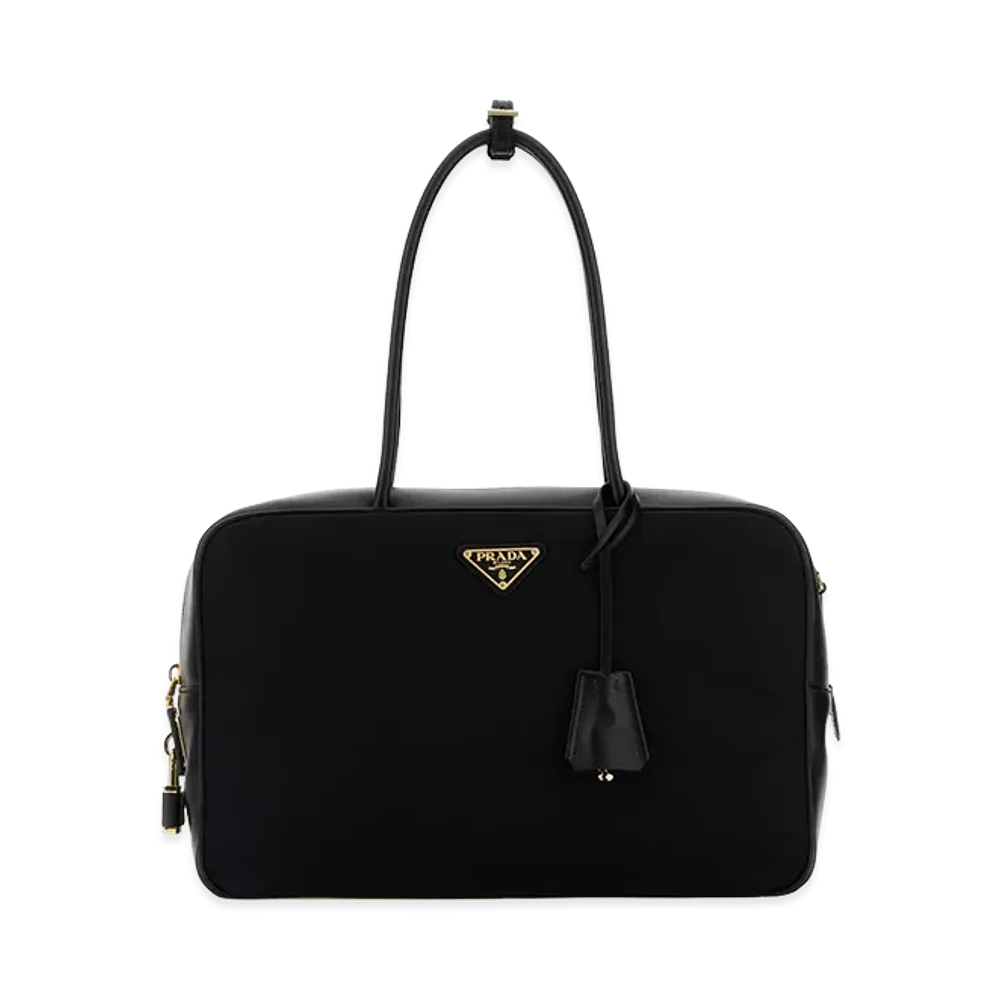 PRADA Women's Leather And Re-Nylon Handbag "Black"