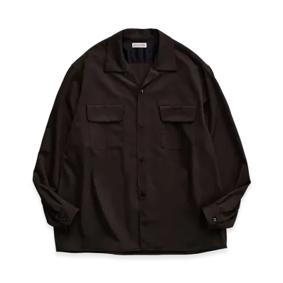 NICENESS Huffam S140's Worsted Gabardine Lodge Shirt "Olive Drab"