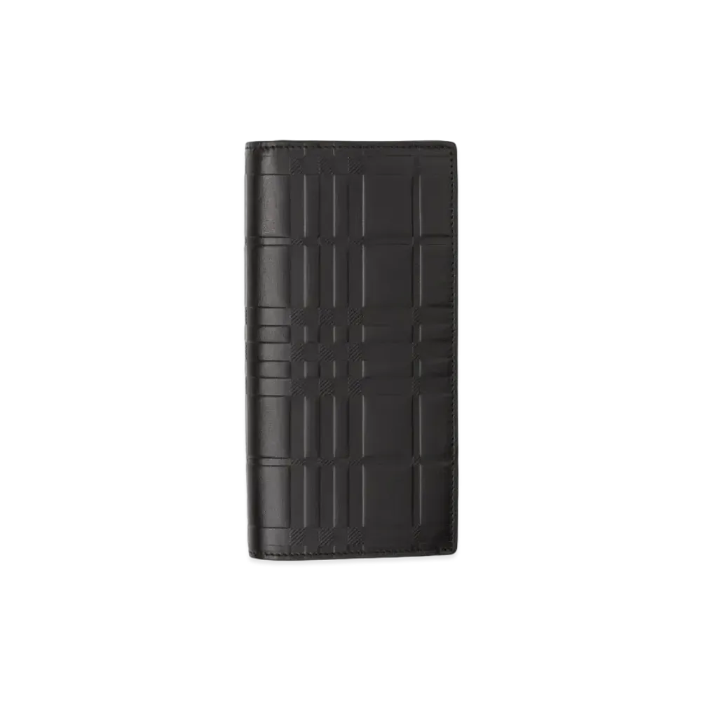 Burberry Embost Check Leather Continental Wallet "Black"