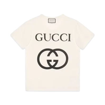 GUCCI Men's Cotton Oversize T-shirt With Interlocking G "Off White"