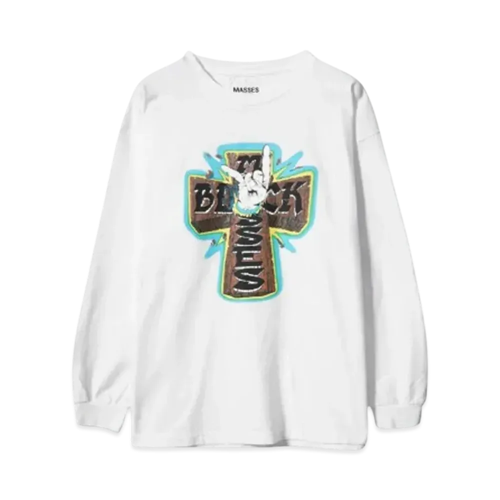 MASSES T-SHIRT L/S CROSS HAND "WHITE"