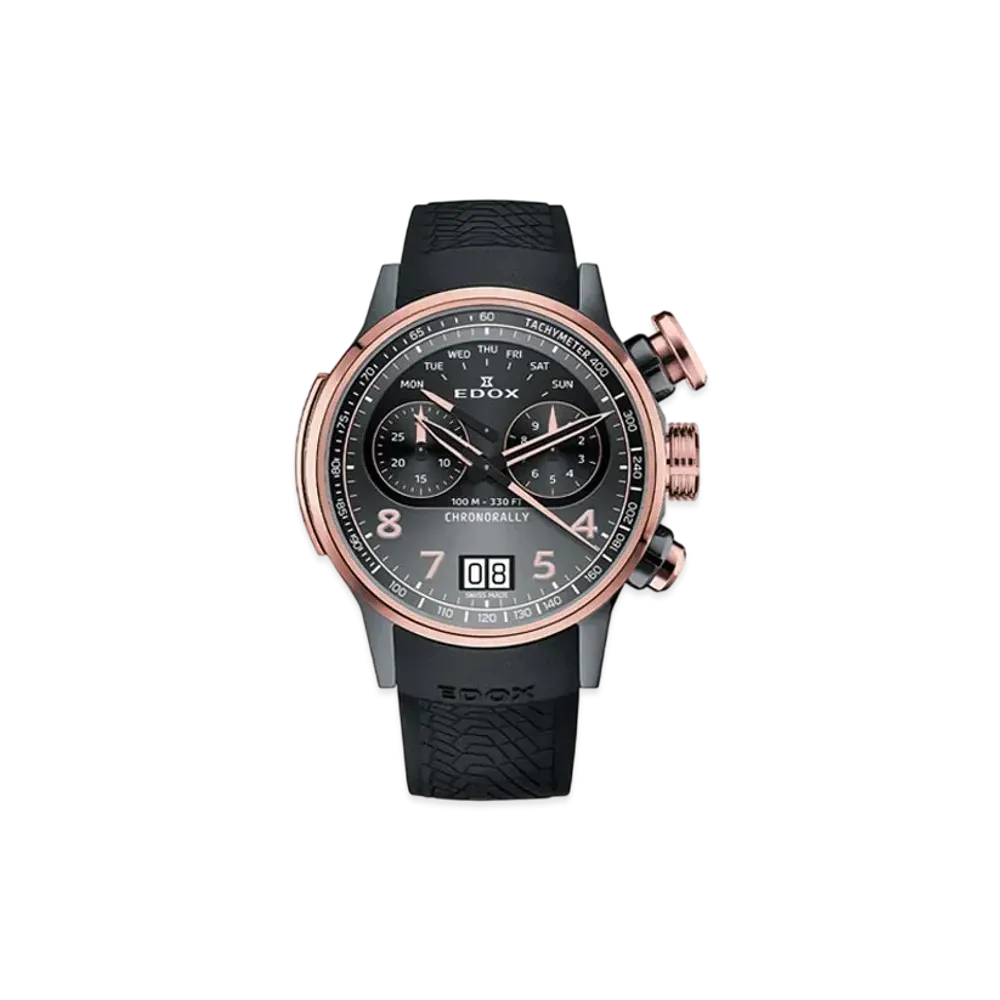 EDOX Chronorally Chronograph 45 "Rose Gold/Grey" 38003-TINGR-GNR