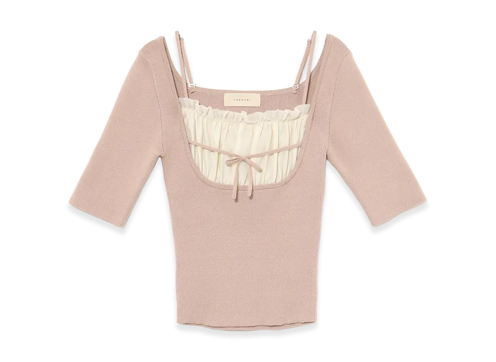 ANDMARY Women's Mew Frill Tops "Beige"