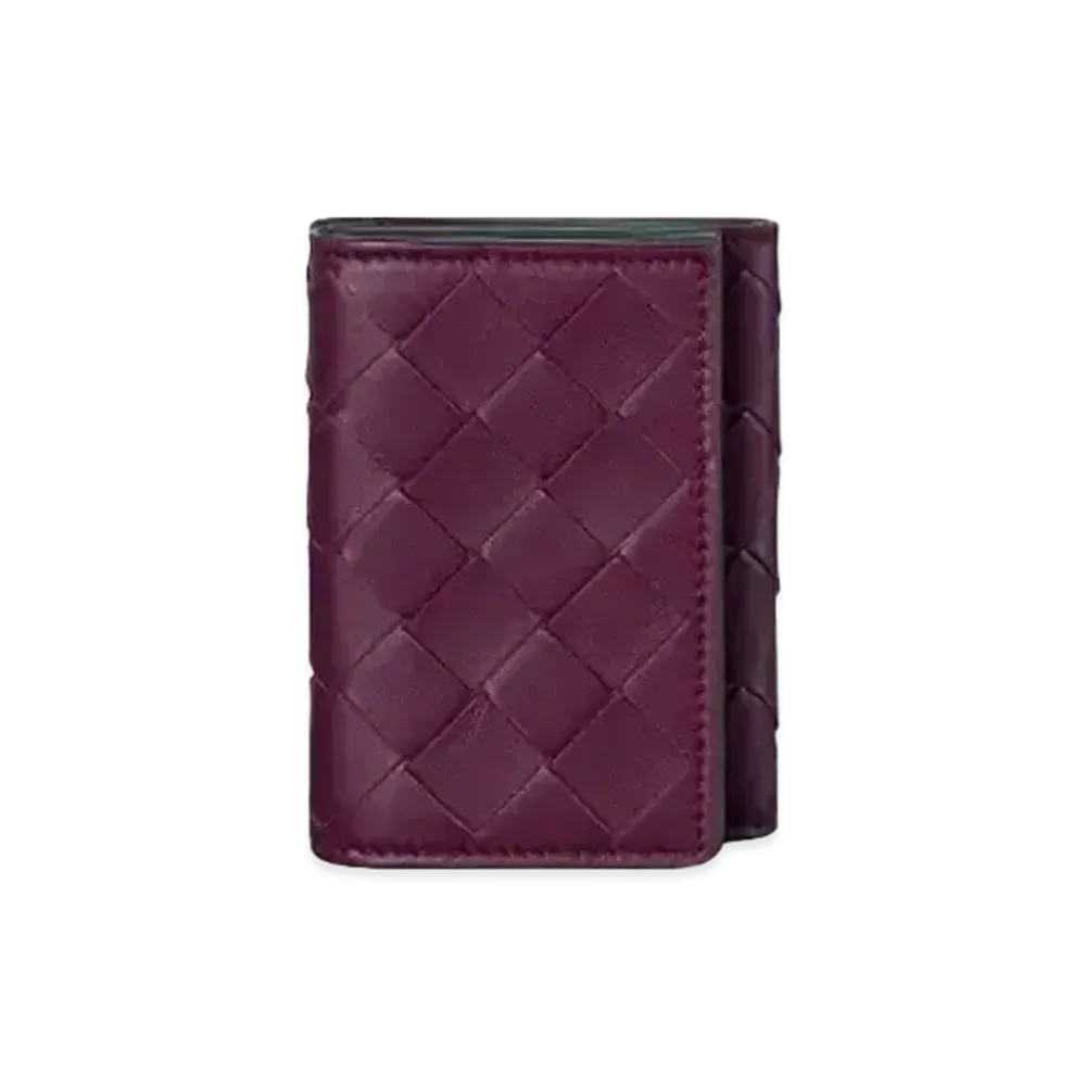 Bottega Veneta Intrecciato Calfskin Trifold Compact Wallet "Bordeaux"