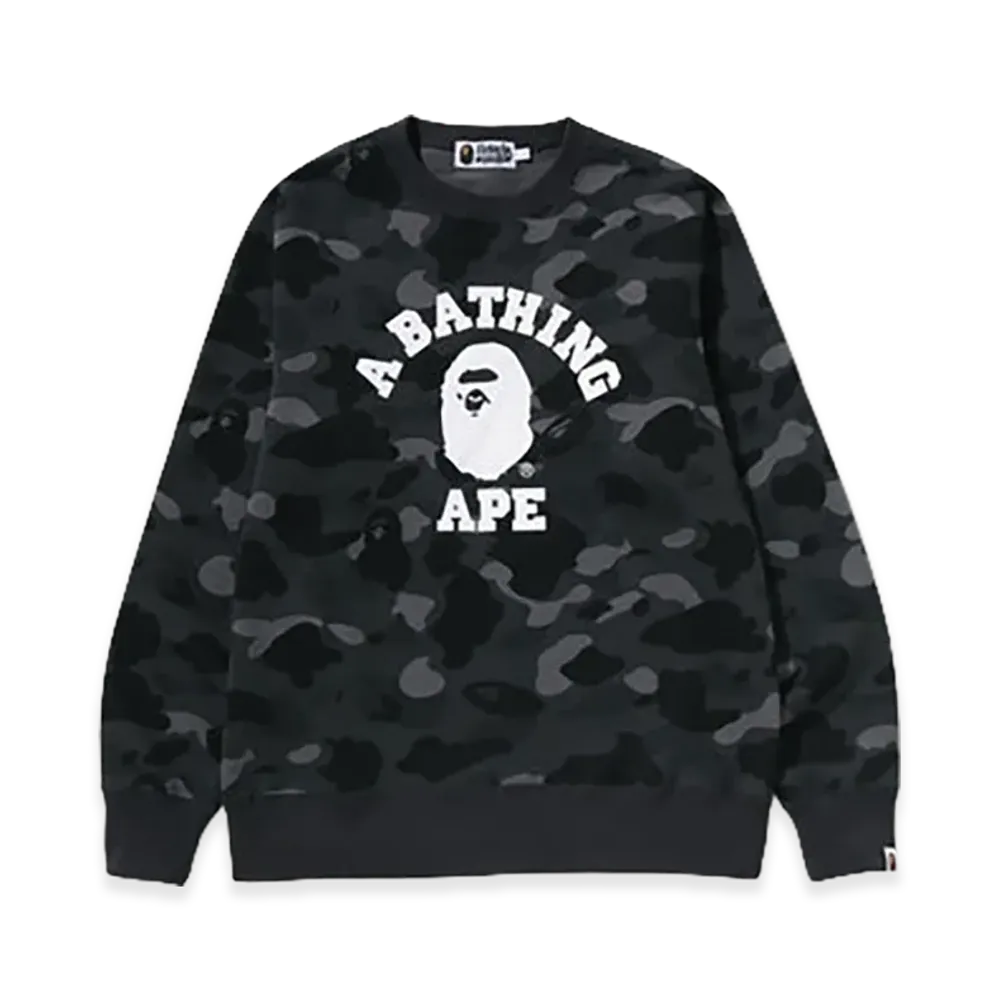 A BATHING APE Color Camo College Crewneck Sweatshirt "Black"