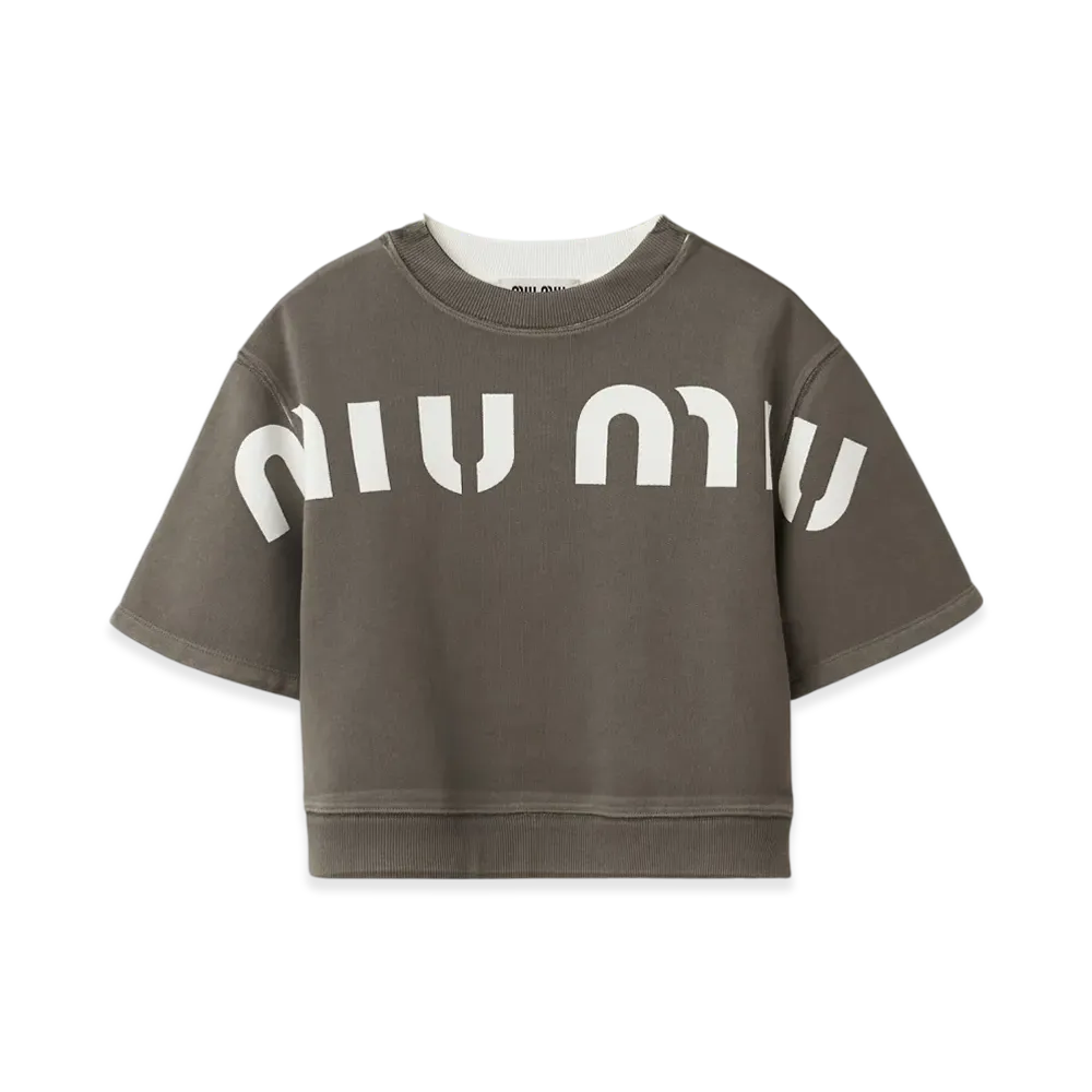 MIU MIU Women's Printed Cottion Sweatshirt "Grey"
