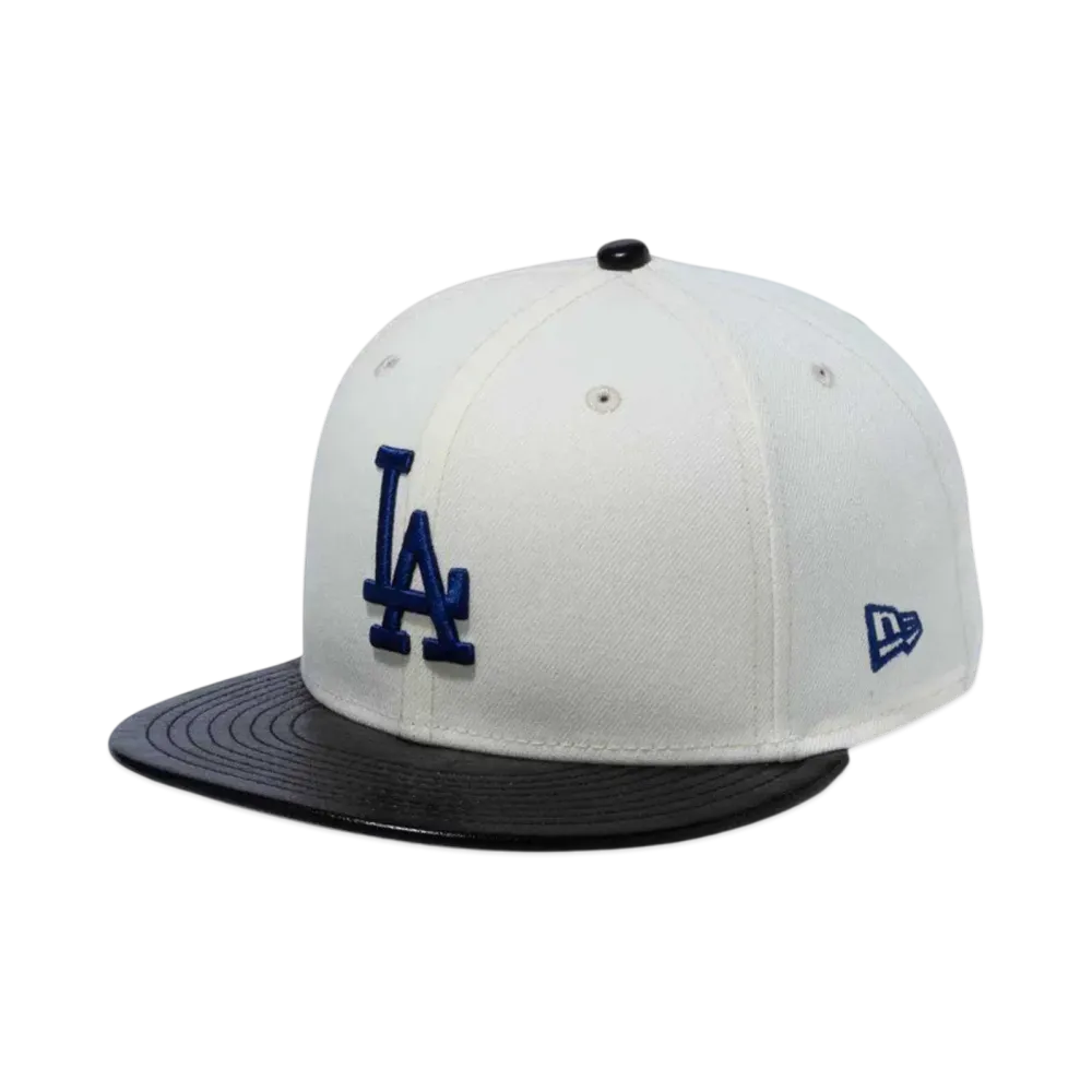 NEW ERA 59Fifty Leather Visor Los Angeles Dodgers "Chrome White/Black Leather"