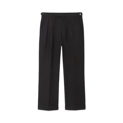 Paul Smith Classic Pinstripe 2-Tuck Wide Trousers "DrakBrown"