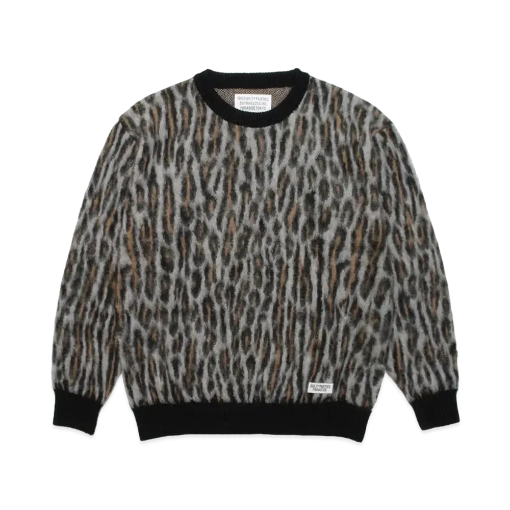 WACKO MARIA LEOPARD MOHAIR KNIT SWEATER "Gray"