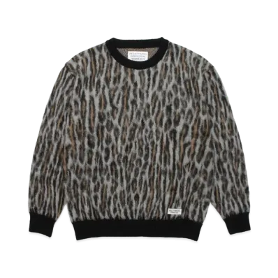 WACKO MARIA LEOPARD MOHAIR KNIT SWEATER "Gray"