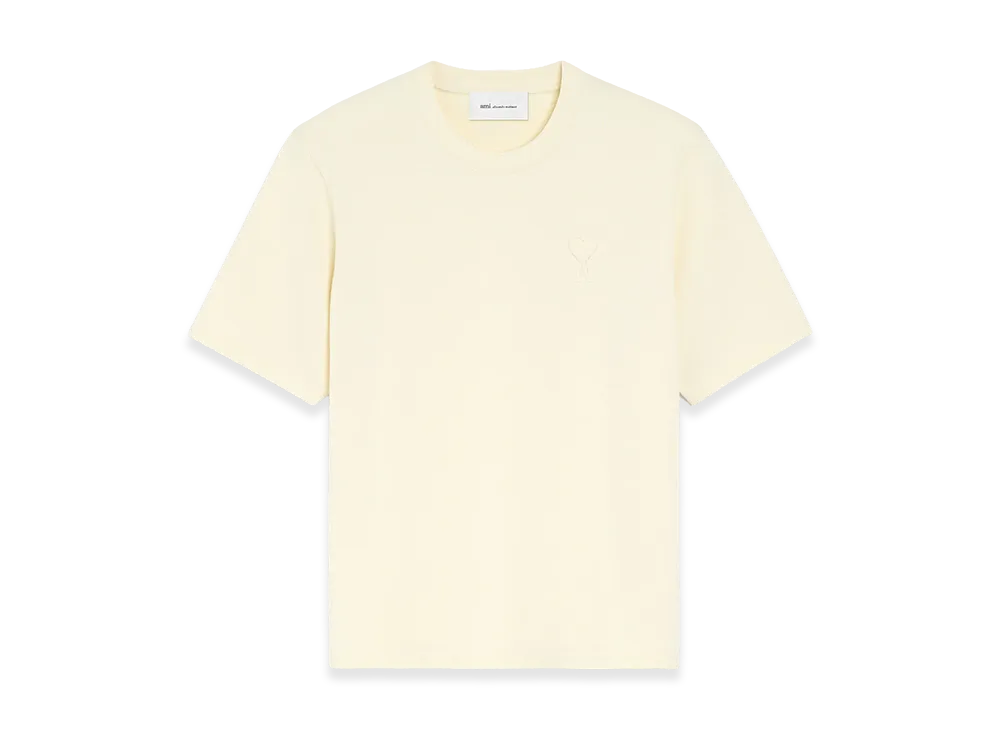 AMI PARIS Cotton T-Shirt Embossed Ami De Coeur "Ivory"