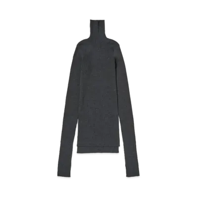 AURALEE Super Fine Wool High Gauge Rib Knit Turtle "Top Charcoal"
