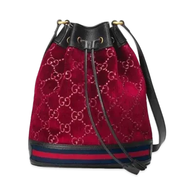 GUCCI GG Velvet Bucket Bag "Red"