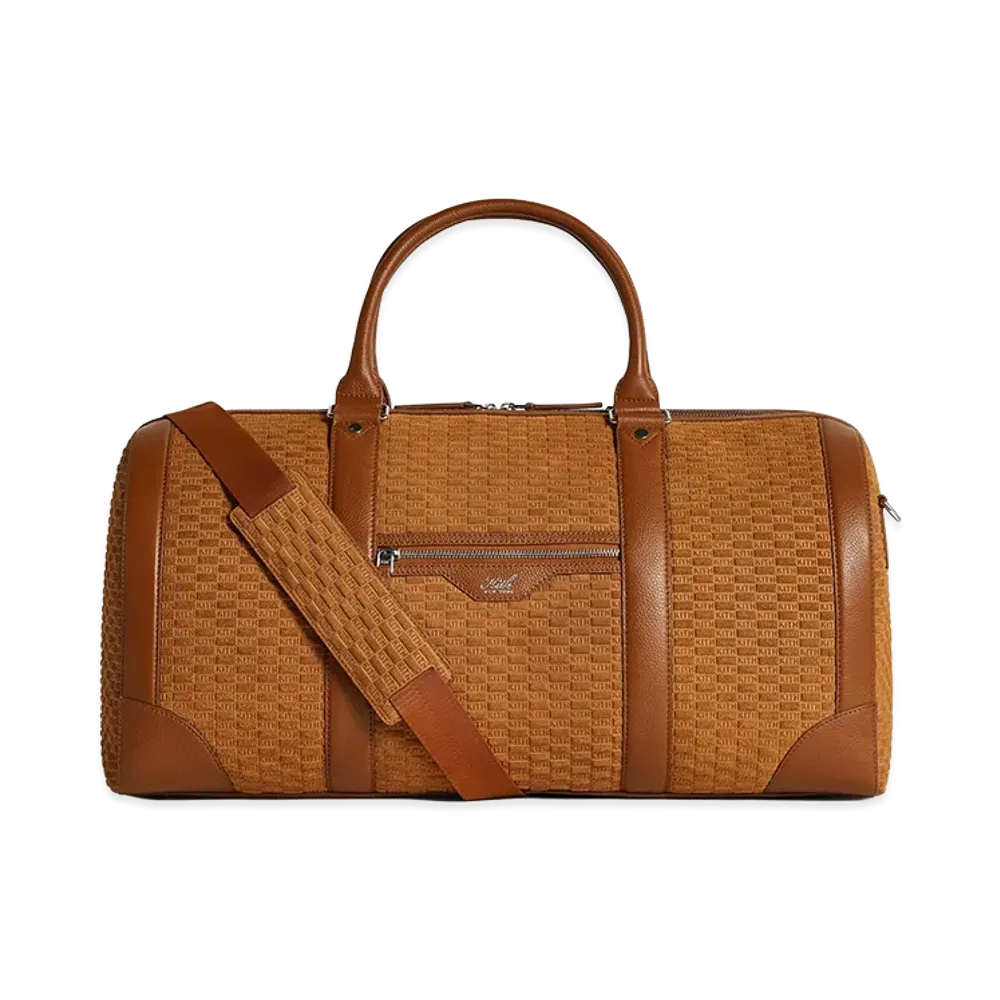 Kith Monogram Suede Traveler K55 Duffle Bag "Argil"