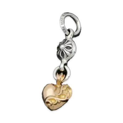 Chrome Hearts 22K 1 Ball Heart Charm Pendant "Yellow Gold/Silver"