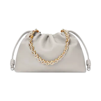 LOEWE Large Flamenco Purse in Mellow Nappa Lambskin "Shell Grey"