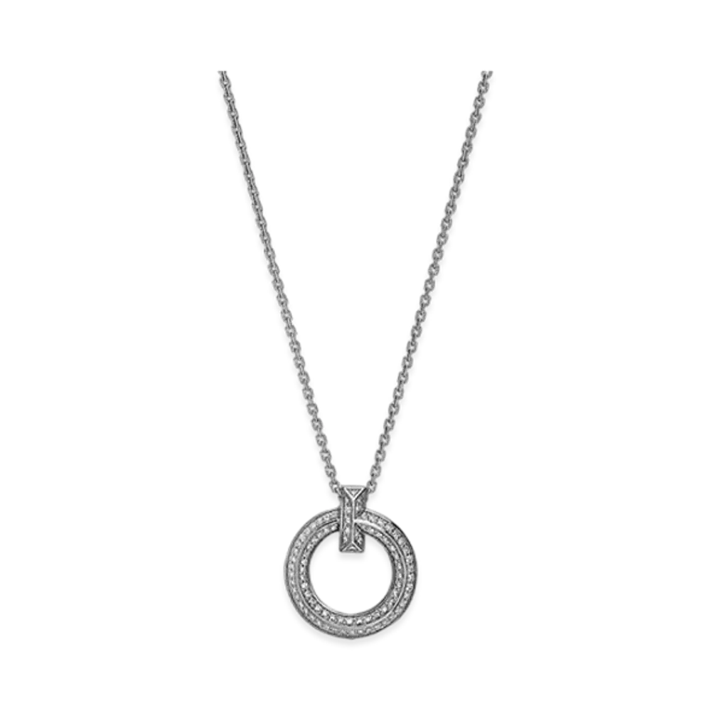 Tiffany & Co. T1 Narrow Circle Pendant with Pave Diamonds "White Gold"