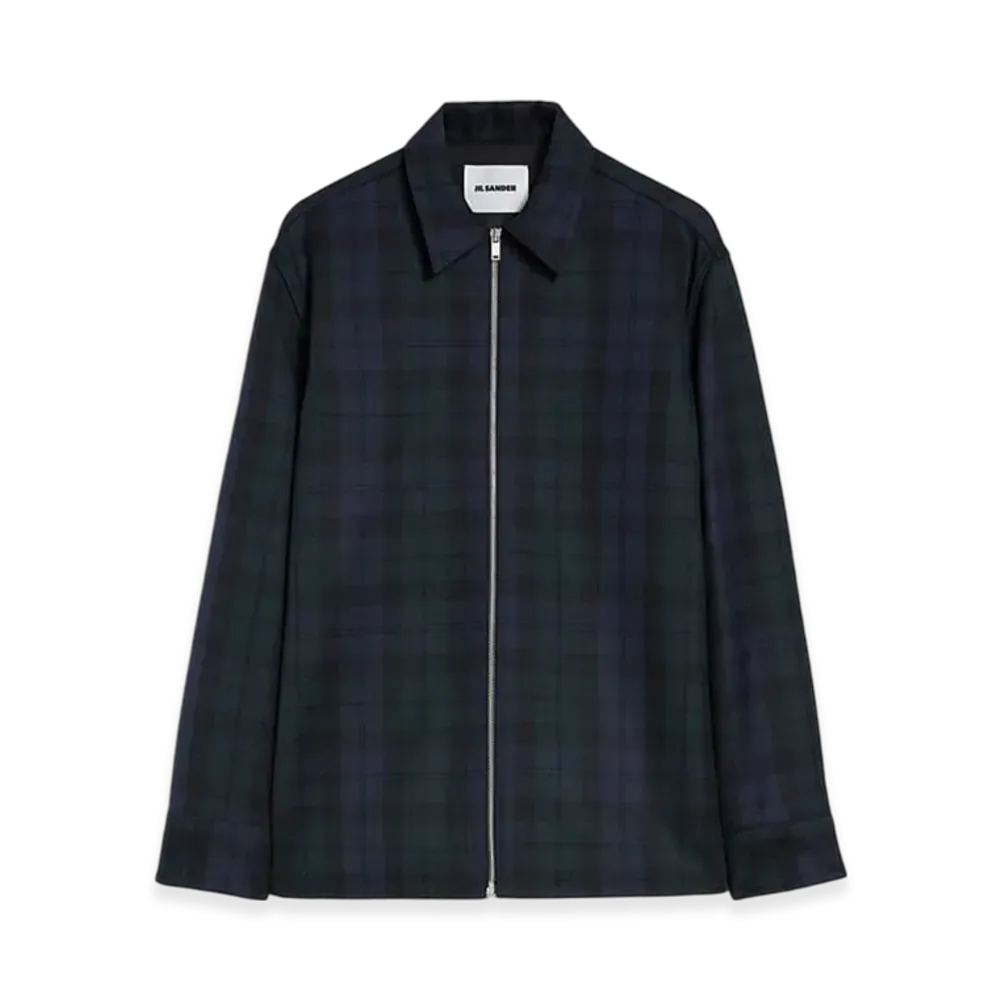Jil Sander Wool Zip-Up Shirt "Blue Horizon"