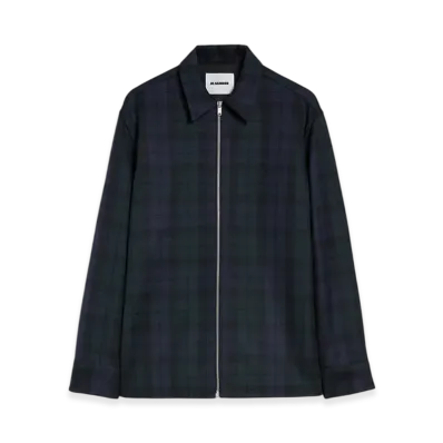 Jil Sander Wool Zip-Up Shirt "Blue Horizon"